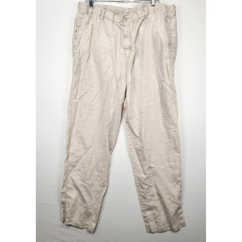 Tommy Bahama Relax Women's Wide Leg Casual Beige Linen Pants Size XXL